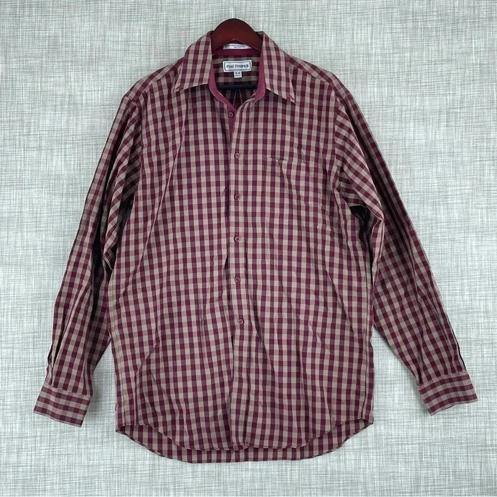 Paul Fredrick Shirt Button Down Long Sleeve Mens Size 16 3384